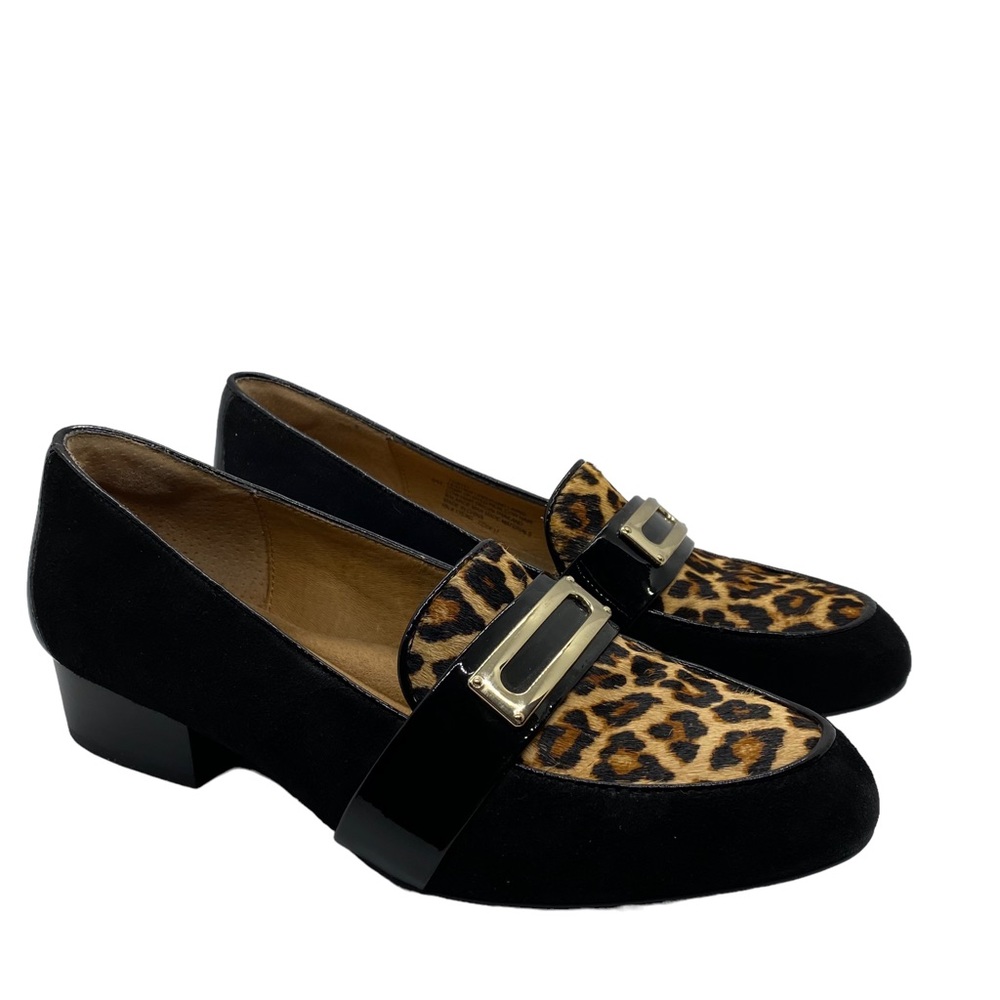 Sofft Black and Leopard Print Loafers